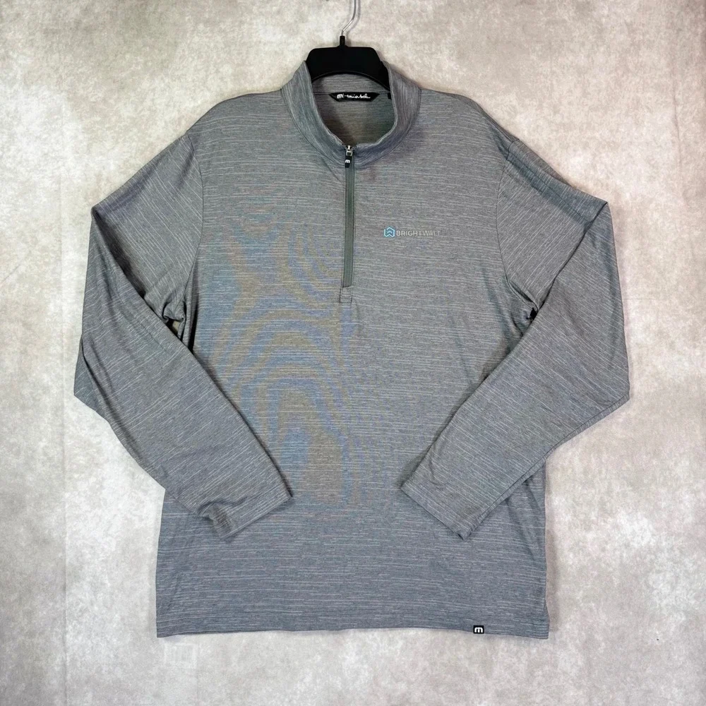 TravisMathew Quarter Zip Pullover Men XL Grey Heathered Stretch Golf Performance